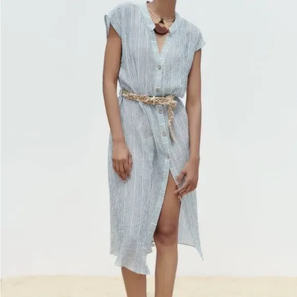 ZARA STRIPED MIDI DRESS - Picture 2 of 8